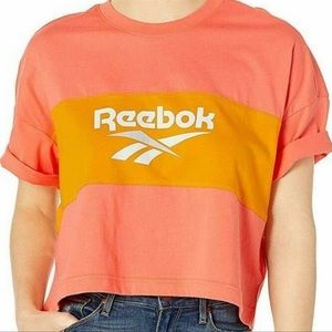 Reebok Orange Yellow Crop Top Shirt large